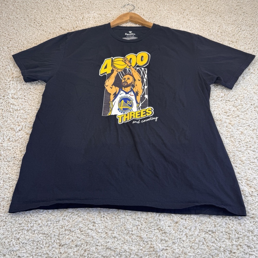 Stephen Curry Warriors 4000 Threes Record Tour T Shirt Mens Large Fanatics NBA